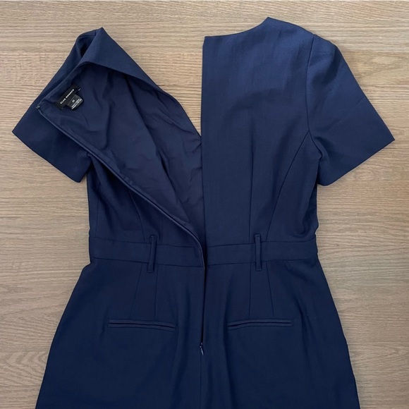 Club Monaco Wool Blend Women's Navy Wide Leg Jumpsuit Size 10 - Picture 10 of 10